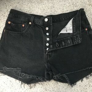 Levi's Black Jean Shorts with Button Fly